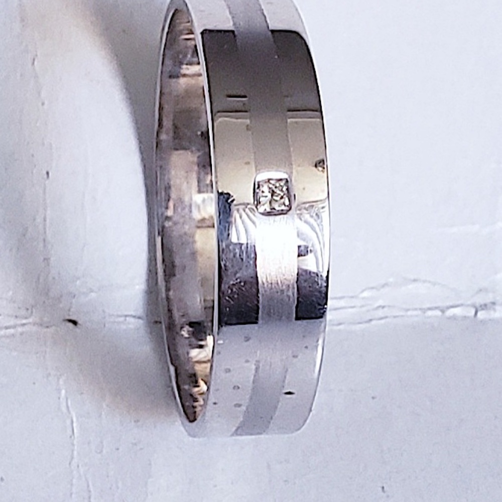 14kt Diamond Princess White Gold Band Size 13 3/4